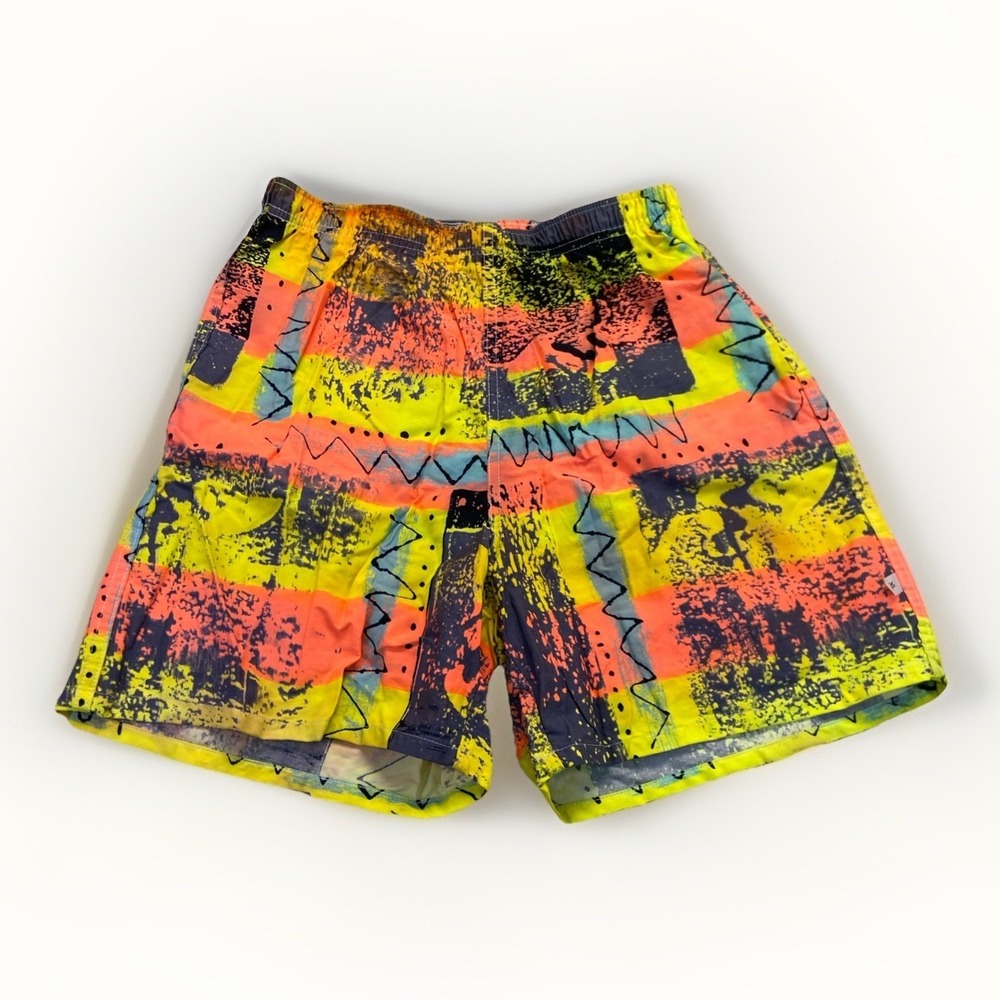 Vintage Shorts Mens‎ L Surfers Alliance Swim Trunks AOP Surf 90s